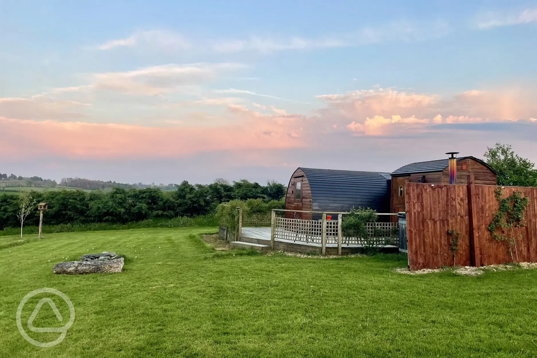 Embden glamping pod at night