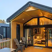 Superior glamping cabins with an outdoor decking area