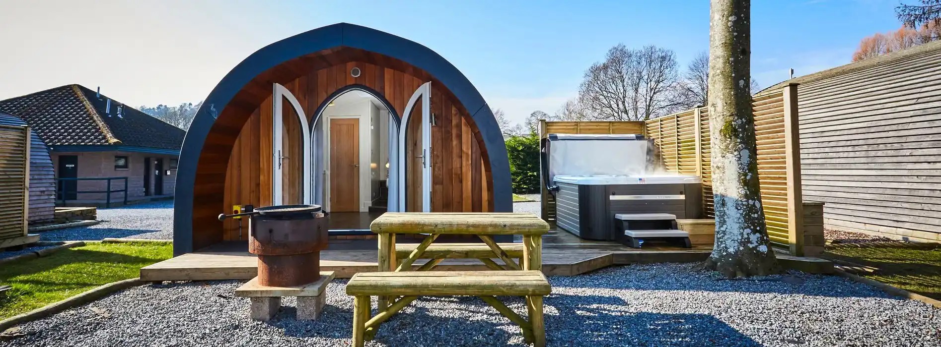 Glamping pods with hot tubs