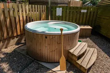 Optional wood-fired hot tub
