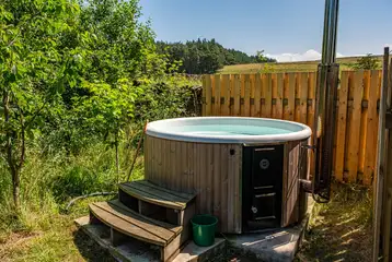 Optional wood-fired hot tub