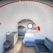 Silver glamping pod interior Silver glamping pod interior