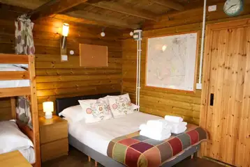 Glamping cabin double bed