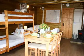 Glamping cabin interior