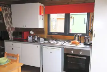 Glamping cabin kitchen