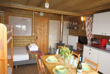 Glamping cabin interior