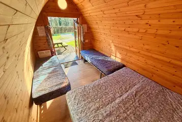 Camping pod with a double bed and two singles Camping pod with a double bed and two singles
