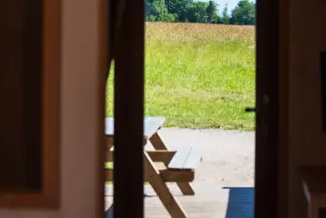 Ensuite glamping pod view from inside