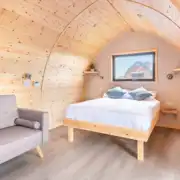 Gold glamping pod interior