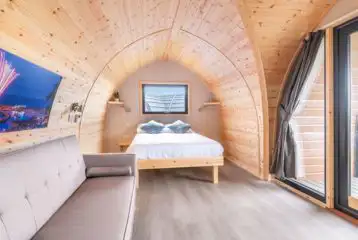 Gold glamping pod interior